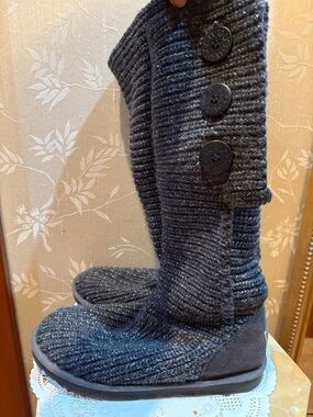 UGG Classic Cardy Knit Charcoal Gray Metallic Boots